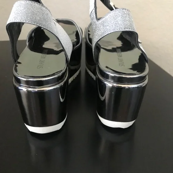 Stuart Weitzman Crosspath Pewter Glitterati Platform Sandals .NWT. Size 7N - Picture 5 of 9